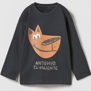 ZARA Kids Long Sleeve Tees - Black and Gray with Animal Graphics